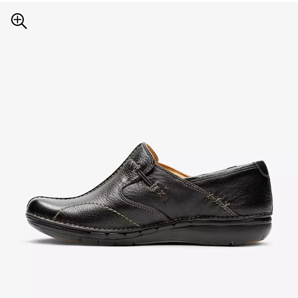 Clark’s Unstructured Un Loop Black Leather Casual Slip-On Shoes - Picture 6 of 11